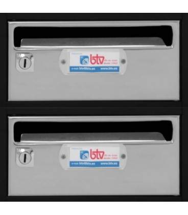 Buzones Btv, Moncayo 23907 -Cuerpo de acero pintado Negro y puerta de acero pintado Inox Mate G2