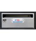 Buzones btv Moncayo 13929, cuerpo acero negro pintado, y puerta acero plata. Grupo 1