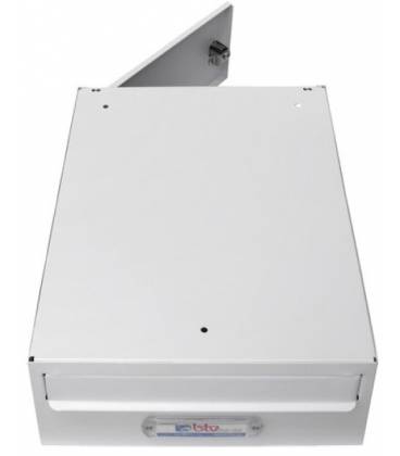Buzón Moncayo (doble acceso) 03522- cuerpo de acero pintado Blanco y puerta de acero galvanizado Blanco (revistero de fondo)
