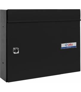 EXPO APAISADO. 12511- con cuerpo de acero pintado negro y puerta con visera de aluminio pintado negro