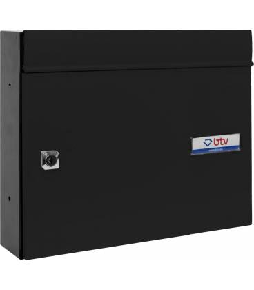 EXPO APAISADO. 12511- con cuerpo de acero pintado negro y puerta con visera de aluminio pintado negro