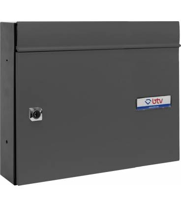 EXPO APAISADO. 12512- con cuerpo de acero pintado negro y puerta con visera de aluminio pintado Antracita