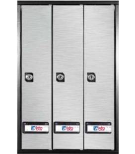 Buzones btv, Serie Prisma-acceso-superior 36107, cuerpo en acero pintado negro y puerta en acero inox mate, g3