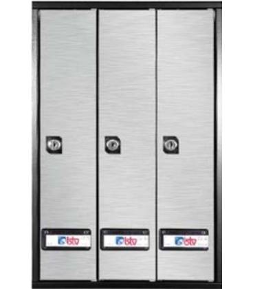 Buzones btv, Serie Prisma-acceso-superior 36107, cuerpo en acero pintado negro y puerta en acero inox mate, g3