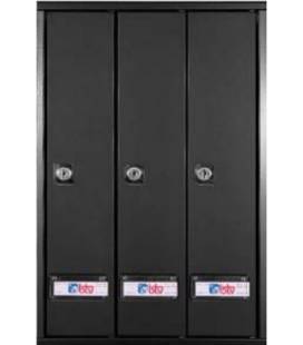 Buzones btv, Serie Prisma (acceso superior) - 36112- Cuerpo de acero Negro y puerta de acero Negro, grupo de 3.