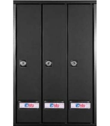 Buzones btv, Serie Prisma (acceso superior) - 36112- Cuerpo de acero Negro y puerta de acero Negro, grupo de 3.