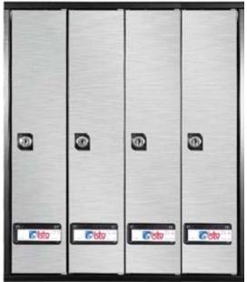 Buzones BTV, Serie Prisma (acceso superior) 46107 - Cuerpo acero Negro y puerta de acero inoxidable, Inox Mate - G4