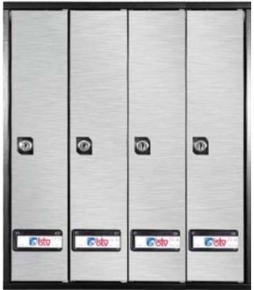 Buzones BTV, Serie Prisma (acceso superior) 46107 - Cuerpo acero Negro y puerta de acero inoxidable, Inox Mate - G4